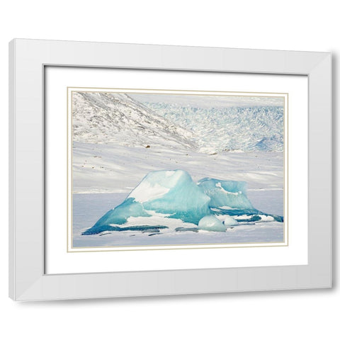 Frozen glacial lake Fjallsarlon in Vatnajokull National Park view towards glacier Breidamerkurjokull White Modern Wood Framed Art Print with Double Matting by Zwick, Martin