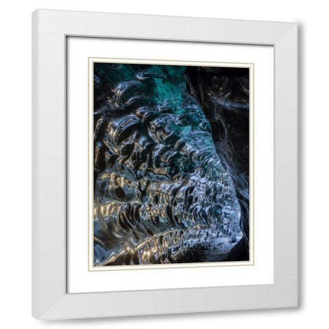 Ice cave at the northern shore of glacial lagoon Jokulsarlon in glacier Breidamerkurjokull White Modern Wood Framed Art Print with Double Matting by Zwick, Martin