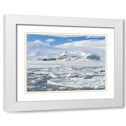 Glacial lagoon Jokulsarlon at Breidamerkurjokullin National Park Vatnajokull during winter White Modern Wood Framed Art Print with Double Matting by Zwick, Martin