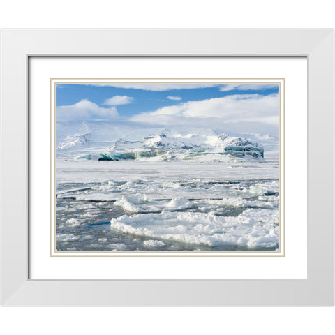 Glacial lagoon Jokulsarlon at Breidamerkurjokullin National Park Vatnajokull during winter White Modern Wood Framed Art Print with Double Matting by Zwick, Martin