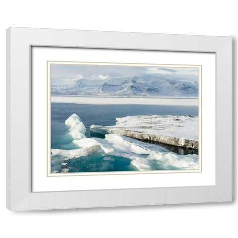 Glacial lagoon Jokulsarlon at Breidamerkurjokullin National Park Vatnajokull during winter White Modern Wood Framed Art Print with Double Matting by Zwick, Martin