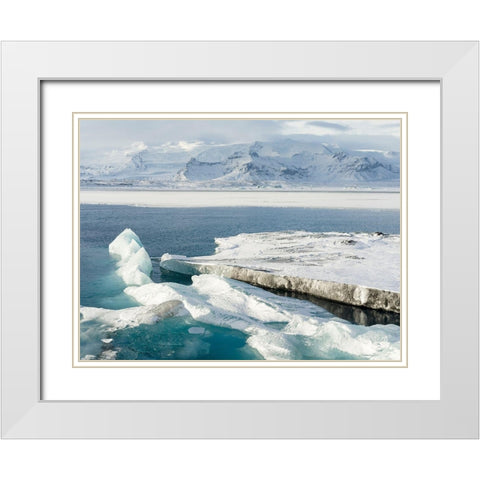 Glacial lagoon Jokulsarlon at Breidamerkurjokullin National Park Vatnajokull during winter White Modern Wood Framed Art Print with Double Matting by Zwick, Martin