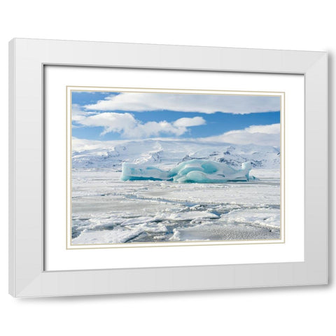 Glacial lagoon Jokulsarlon at Breidamerkurjokullin National Park Vatnajokull during winter White Modern Wood Framed Art Print with Double Matting by Zwick, Martin