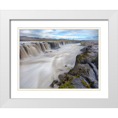 Waterfall Selfoss in the Vatnajokull National Park-Jokulsargljufur- Iceland White Modern Wood Framed Art Print with Double Matting by Zwick, Martin