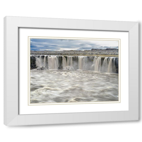 Waterfall Selfoss in the Vatnajokull National Park-Jokulsargljufur- Iceland White Modern Wood Framed Art Print with Double Matting by Zwick, Martin