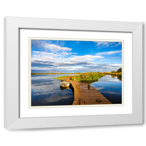 View over Skjalfandi Bay close to Husavik. Europe- Iceland White Modern Wood Framed Art Print with Double Matting by Zwick, Martin