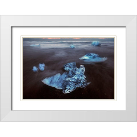 Diamond Beach on the southeast coast of Iceland White Modern Wood Framed Art Print with Double Matting by Steve Mohlenkamp
