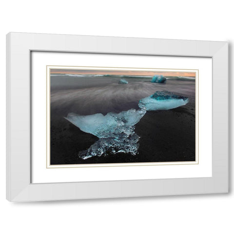 Diamond Beach on the southeast coast of Iceland White Modern Wood Framed Art Print with Double Matting by Steve Mohlenkamp