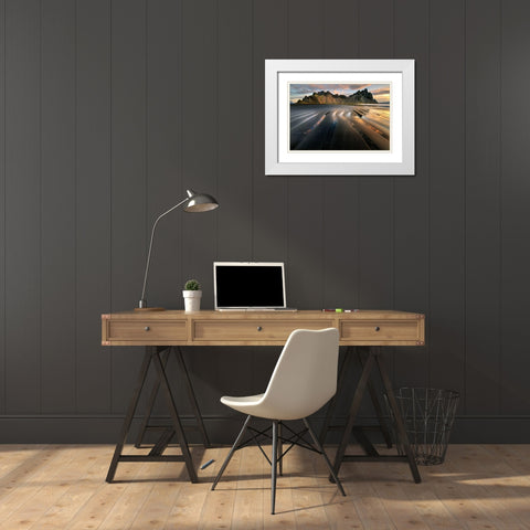 Vestrahorn beach near Hofn in the southeast of Iceland White Modern Wood Framed Art Print with Double Matting by Steve Mohlenkamp