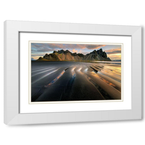 Vestrahorn beach near Hofn in the southeast of Iceland White Modern Wood Framed Art Print with Double Matting by Steve Mohlenkamp