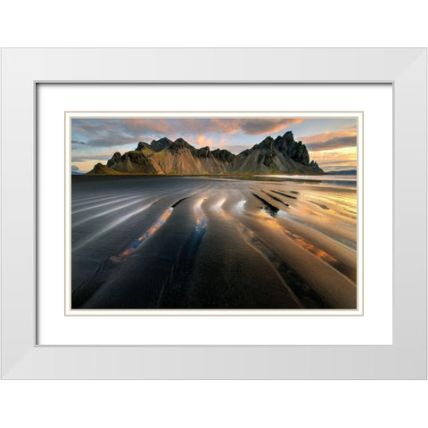 Vestrahorn beach near Hofn in the southeast of Iceland White Modern Wood Framed Art Print with Double Matting by Steve Mohlenkamp