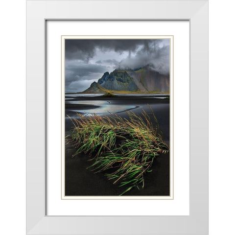 Vestrahorn beach near Hofn in the southeast of Iceland White Modern Wood Framed Art Print with Double Matting by Steve Mohlenkamp