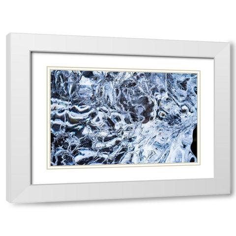 Abstract ice patterns background Diamond Beach Jokulsarlon Glacier Lagoon Vatnajokull National Park White Modern Wood Framed Art Print with Double Matting by Perry, William