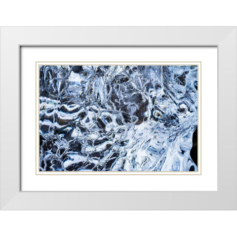 Abstract ice patterns background Diamond Beach Jokulsarlon Glacier Lagoon Vatnajokull National Park White Modern Wood Framed Art Print with Double Matting by Perry, William