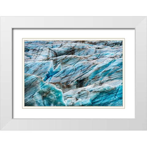 Blue Large Svinafellsjokull Glacier-Vatnajokull National Park-Iceland White Modern Wood Framed Art Print with Double Matting by Perry, William