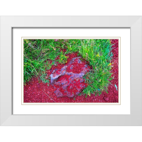 Red Volcanic Stone green Grass Kerio Volcano Crater blue Lake Golden Falls Golden Circle White Modern Wood Framed Art Print with Double Matting by Perry, William