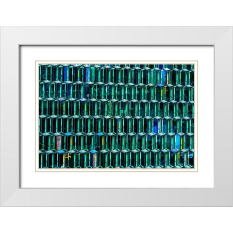 Modern glass abstract background concert hall-Reykjavik-Iceland  White Modern Wood Framed Art Print with Double Matting by Perry, William