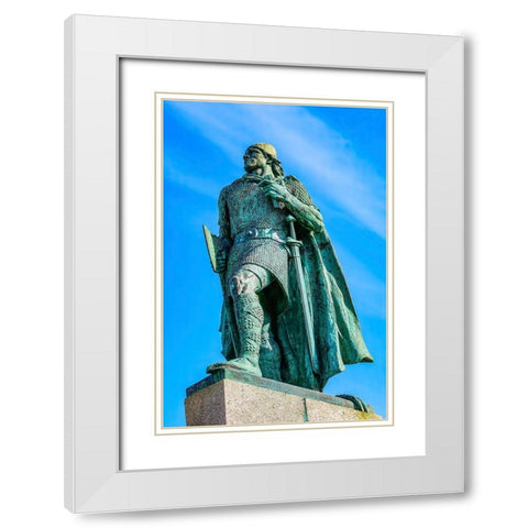 Leifur Eriksson Statue Highest Hill-Reykjavik-Iceland  White Modern Wood Framed Art Print with Double Matting by Perry, William