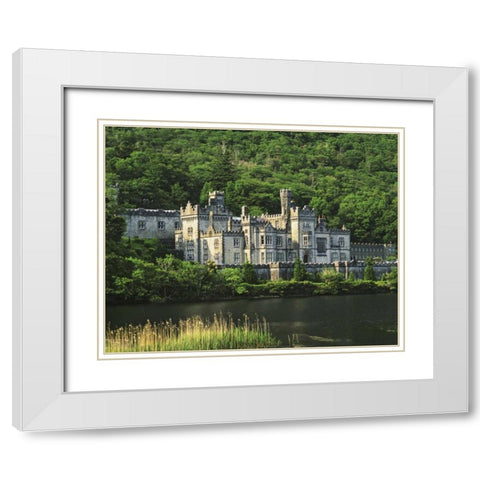 Ireland, Galway, Connemara The Kylemore Abbey White Modern Wood Framed Art Print with Double Matting by Flaherty, Dennis