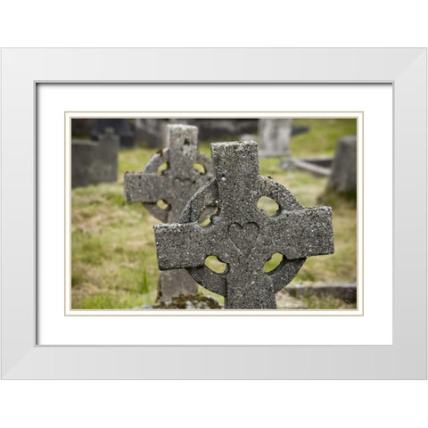 Ireland, Co Mayo, Achill Isl Celtic gravestones White Modern Wood Framed Art Print with Double Matting by Kaveney, Wendy