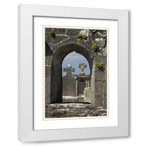 Ireland, Co MayoTombstones at Burrishoole Abbey White Modern Wood Framed Art Print with Double Matting by Kaveney, Wendy
