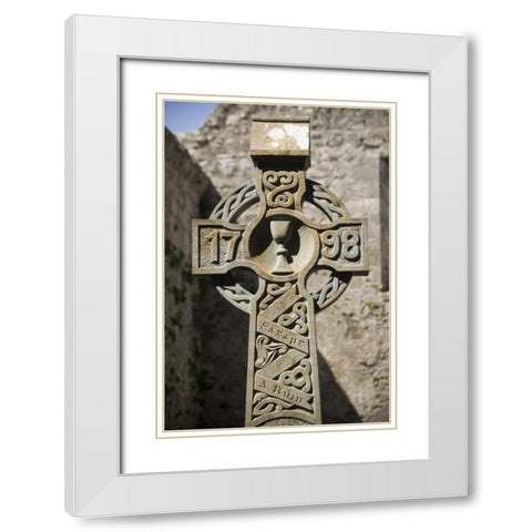Ireland, Co Mayo, Cross at Burrishoole Abbey White Modern Wood Framed Art Print with Double Matting by Kaveney, Wendy
