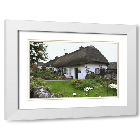 Ireland, Adare Cottage surrounded by a garden White Modern Wood Framed Art Print with Double Matting by Flaherty, Dennis