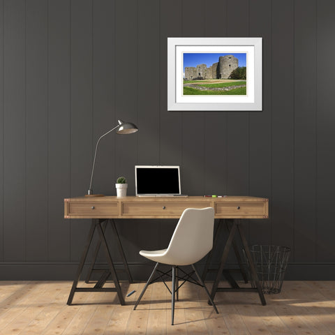 Ireland, View of Roscommon Castle White Modern Wood Framed Art Print with Double Matting by Flaherty, Dennis