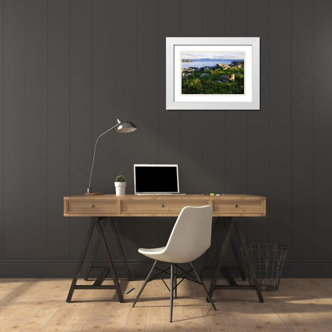 Ireland, Galway Bay Bay in late afternoon light White Modern Wood Framed Art Print with Double Matting by Flaherty, Dennis