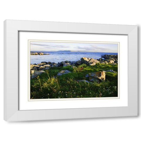 Ireland, Galway Bay Bay in late afternoon light White Modern Wood Framed Art Print with Double Matting by Flaherty, Dennis