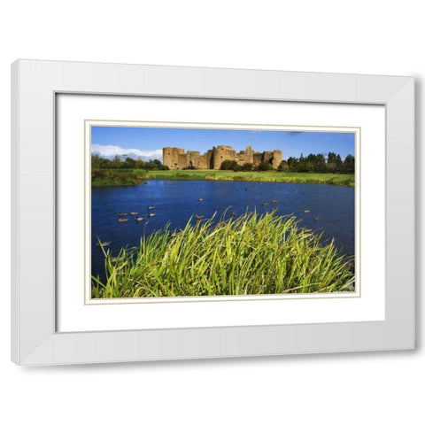 Ireland, Roscommon Ruins of Roscommon Castle White Modern Wood Framed Art Print with Double Matting by Flaherty, Dennis