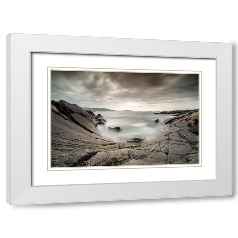 Europe-Ireland-Eyeries-Landscape with the Beara Bowl rock formation White Modern Wood Framed Art Print with Double Matting by Jaynes Gallery