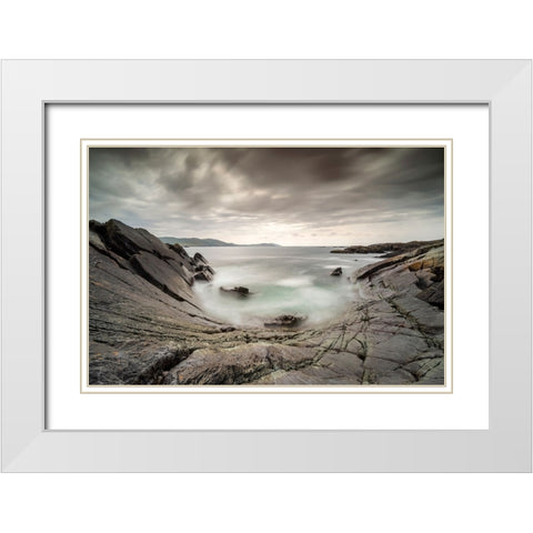 Europe-Ireland-Eyeries-Landscape with the Beara Bowl rock formation White Modern Wood Framed Art Print with Double Matting by Jaynes Gallery