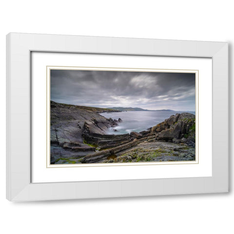 Europe-Ireland-Eyeries-Landscape with the Beara Bowl rock formation White Modern Wood Framed Art Print with Double Matting by Jaynes Gallery