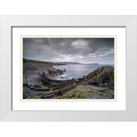 Europe-Ireland-Eyeries-Landscape with the Beara Bowl rock formation White Modern Wood Framed Art Print with Double Matting by Jaynes Gallery