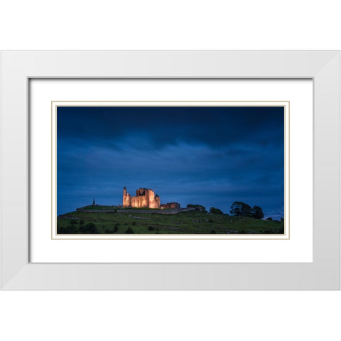 Europe-Ireland-Cashel-Rock of Cashel ruins at sunset White Modern Wood Framed Art Print with Double Matting by Jaynes Gallery