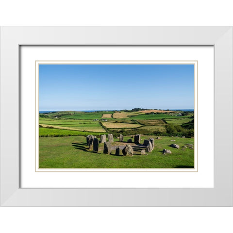 Europe-Ireland-County Cork-Landscape with Drombeg Stone Circle White Modern Wood Framed Art Print with Double Matting by Jaynes Gallery