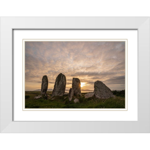 Europe-Ireland-Waterville-Eightercua stone row a sunset White Modern Wood Framed Art Print with Double Matting by Jaynes Gallery