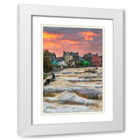 Ennistymon Falls on the Cullenagh River in Ennistymon-Ireland White Modern Wood Framed Art Print with Double Matting by Haney, Chuck