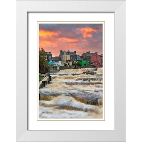 Ennistymon Falls on the Cullenagh River in Ennistymon-Ireland White Modern Wood Framed Art Print with Double Matting by Haney, Chuck