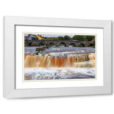 Ennistymon Falls on the Cullenagh River in Ennistymon-Ireland White Modern Wood Framed Art Print with Double Matting by Haney, Chuck