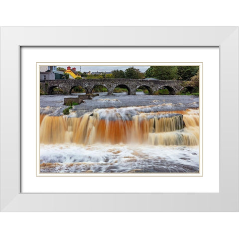 Ennistymon Falls on the Cullenagh River in Ennistymon-Ireland White Modern Wood Framed Art Print with Double Matting by Haney, Chuck