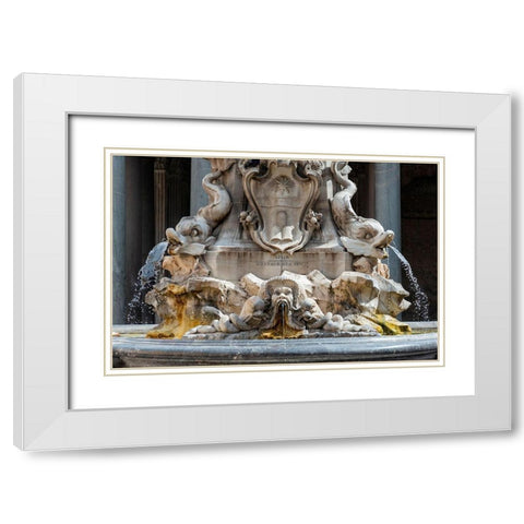 Italy-Rome Piazza della Rotunda-Fontana del Pantheon-1575 White Modern Wood Framed Art Print with Double Matting by Jones, Alison