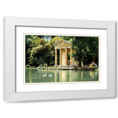 Italy-Rome Pincio (Pincian Hill)-Villa Borghese Garden-Laghetto de Villa Borghese White Modern Wood Framed Art Print with Double Matting by Jones, Alison