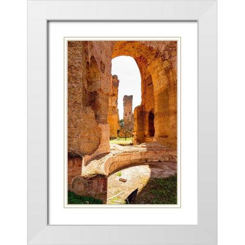 Italy-Rome Baths of Caracalla-where water supplied by new branch of Aqua Marcia  White Modern Wood Framed Art Print with Double Matting by Jones, Alison