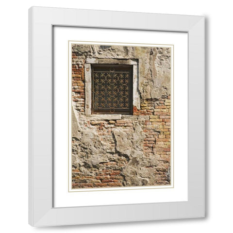 Italy, Venice Ornate metalwork window White Modern Wood Framed Art Print with Double Matting by Flaherty, Dennis