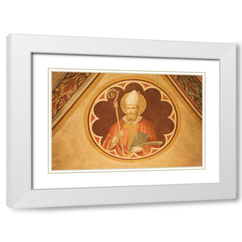 Italy, Fiesole Cathedral San Romolo Fresco White Modern Wood Framed Art Print with Double Matting by Flaherty, Dennis