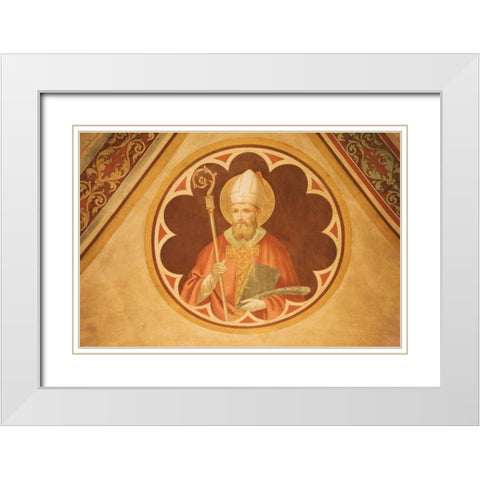 Italy, Fiesole Cathedral San Romolo Fresco White Modern Wood Framed Art Print with Double Matting by Flaherty, Dennis