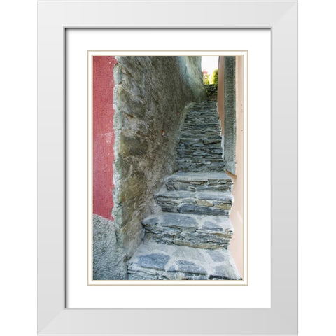 Italy A narrow walkway in Manarola, Cinque Terre White Modern Wood Framed Art Print with Double Matting by Flaherty, Dennis