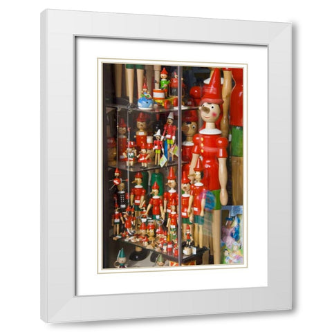 Italy, Tuscany, Collodi Pinocchio puppets White Modern Wood Framed Art Print with Double Matting by Lord, Fred